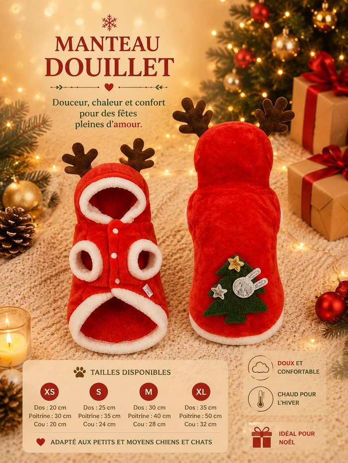 Manteau de Noël pour Chien et Chat - Chaud & Festif