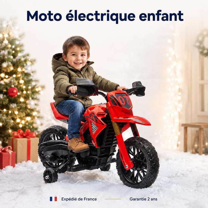 Moto Cross Électrique Enfant - Double Moteur, Klaxon (3-8 ans)
