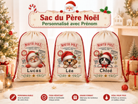 Sac du Père Noël Personnalisé avec Prénom