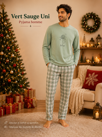 Pyjama Homme Confort Manches Longues - Ensemble 2 Pièces