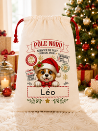 Sac du Père Noël Personnalisé avec Prénom