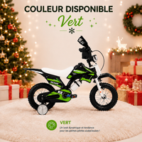 Vélo Enfant Style Motocross - Roues Stabilisatrices, Plaque Numéro (3-7 ans)