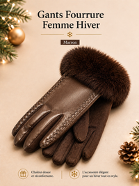 Gants Fourrure Femme Hiver - Doublure Chaude