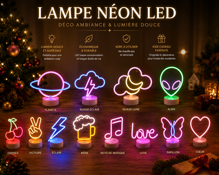 Enseigne Néon LED Personnalisable - USB/Pile