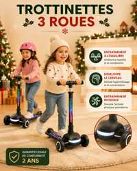 Trottinette Enfant Pliable - Guidon 4 Niveaux, Plateau Lumineux (3-10 ans)