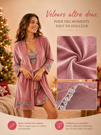 Peignoir Kimono Femme Velours Peluche - Douceur d'Hiver
