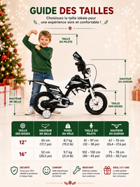 Vélo Enfant Style Motocross - Roues Stabilisatrices, Plaque Numéro (3-7 ans)