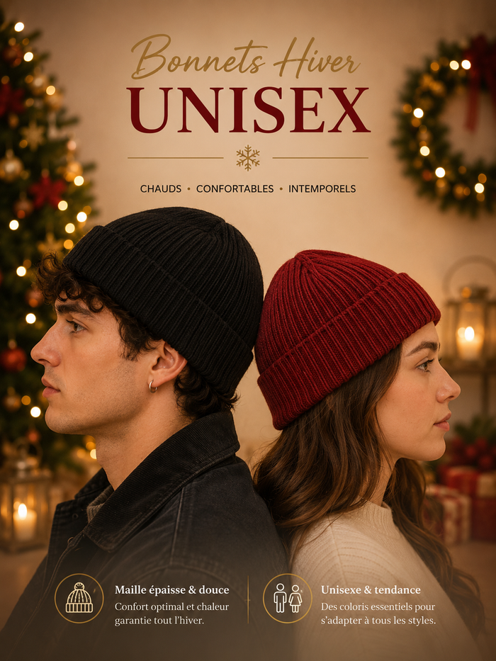 Bonnet Hiver Unisexe Tricoté - 5 Coloris