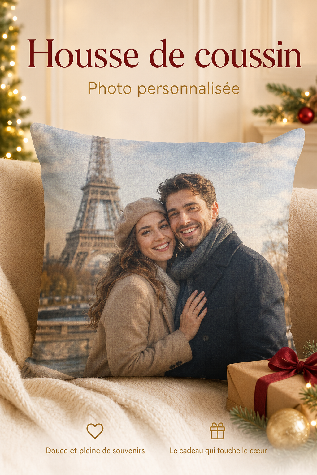 Housse de Coussin Photo Personnalisée