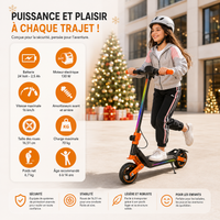 Trottinette Électrique Enfant Lumineuse - 3 Niveaux LED (6-14 ans)