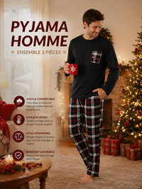 Pyjama Homme Chaud à Carreaux - Ensemble 2 Pièces