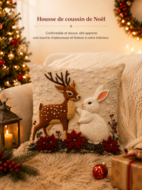 Housse de Coussin de Noël - Renne, Père Noël & Bonhomme de Neige (45x45cm)