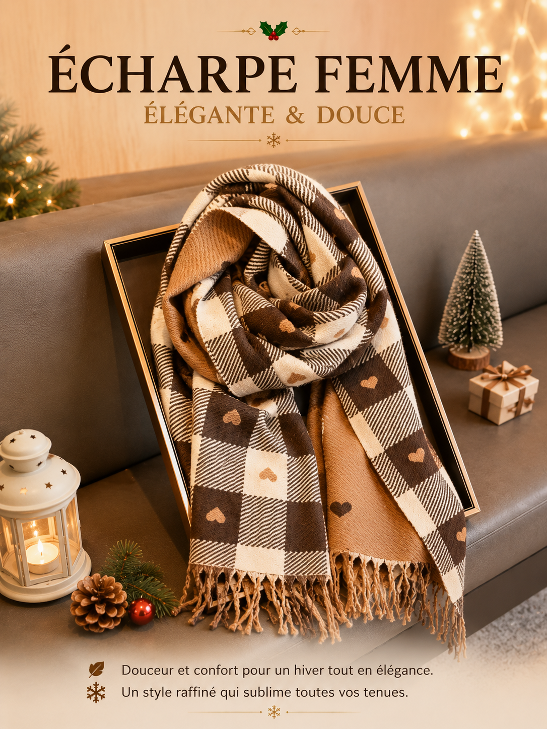 Écharpe Cœur Femme Hiver - Douce et Chaude