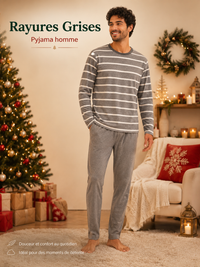 Pyjama Homme Confort Manches Longues - Ensemble 2 Pièces