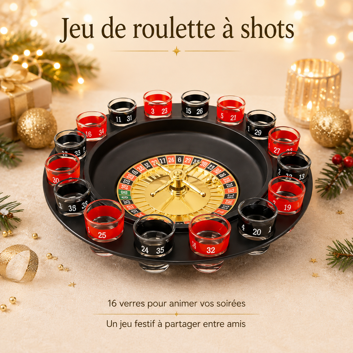 Roulette Russe à Boire - Jeu 16 Verres à Shot