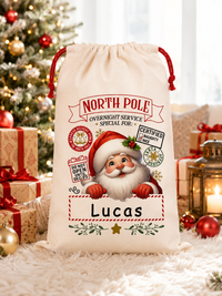 Sac du Père Noël Personnalisé avec Prénom
