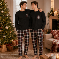 Pyjama Homme Chaud à Carreaux - Ensemble 2 Pièces