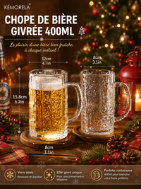 Chope de Bière Givrée 400ml - Verre Bar Premium