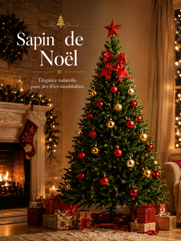 Sapin de Noël Artificiel Vert - avec ou sans Lot d'Ornements (90 à 180cm)