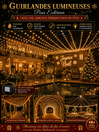 Guirlande Lumineuse Extérieure Étanche - Sapin & Façade (12m à 102m)