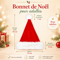 Bonnet de Père Noël Peluche - Adulte & Enfant