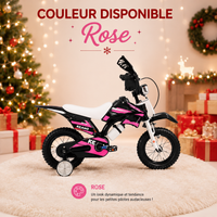 Vélo Enfant Style Motocross - Roues Stabilisatrices, Plaque Numéro (3-7 ans)