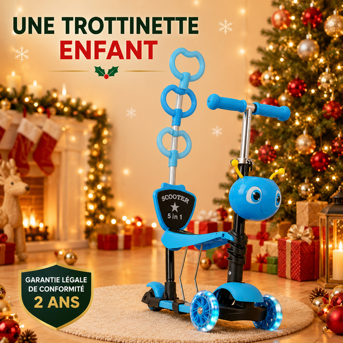 Trottinette Évolutive 5 en 1 - 3 Roues, Guidon Réglable (jusqu'à 60kg)