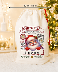 Sac du Père Noël Personnalisé avec Prénom