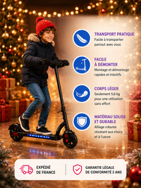 Trottinette Électrique Enfant - Écran LCD, Bluetooth, Lumières
