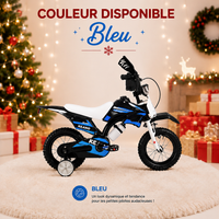 Vélo Enfant Style Motocross - Roues Stabilisatrices, Plaque Numéro (3-7 ans)