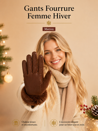 Gants Fourrure Femme Hiver - Doublure Chaude