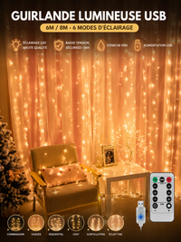 Guirlande Lumineuse USB avec Télécommande - Chambre & Fêtes