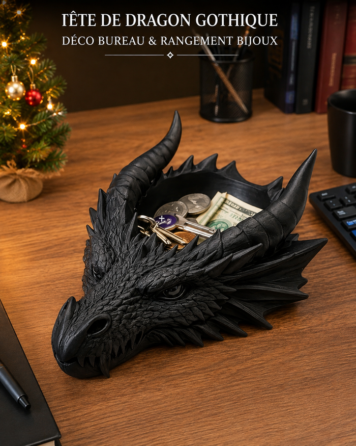 Tête de Dragon Gothique - Déco Bureau & Rangement Bijoux