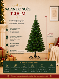 Sapin de Noël Artificiel Vert - avec ou sans Lot d'Ornements (90 à 180cm)