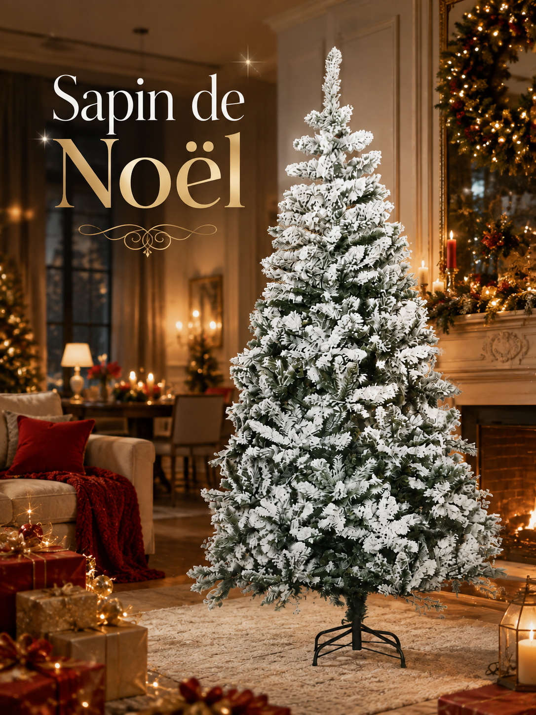 Sapin de Noël Artificiel Enneigé Premium - 750 Branches