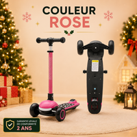 Trottinette Enfant Pliable - Guidon 4 Niveaux, Plateau Lumineux (3-10 ans)