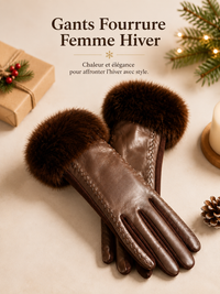Gants Fourrure Femme Hiver - Doublure Chaude
