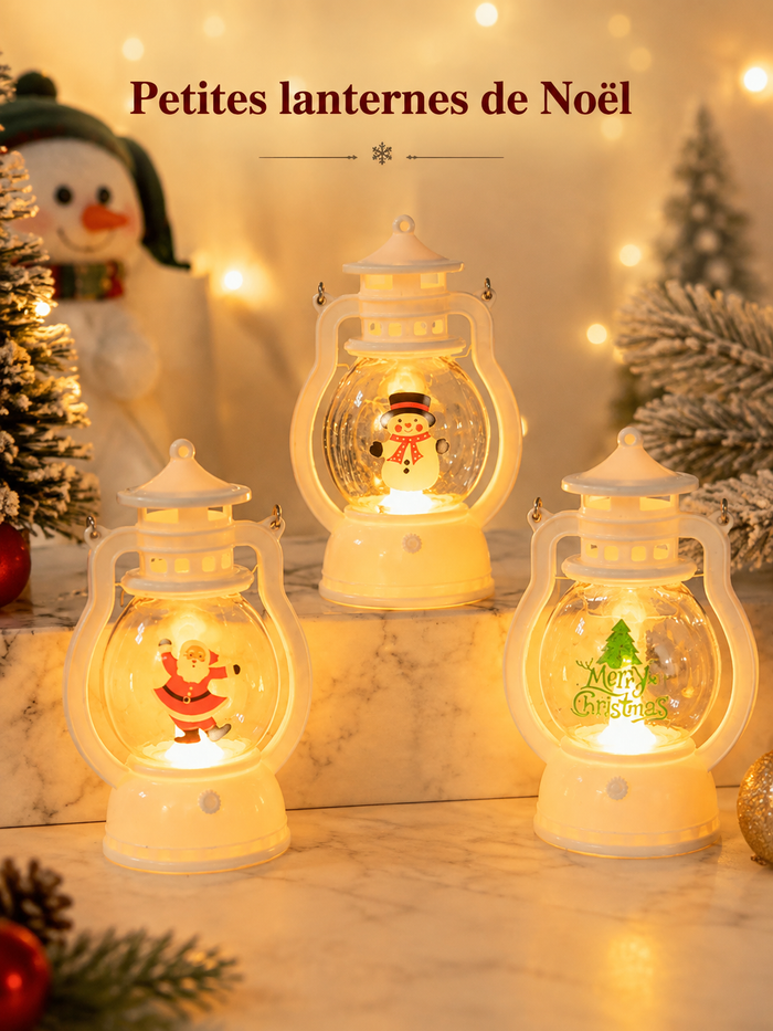 Lanterne LED de Noël - Père Noël & Bonhomme de Neige