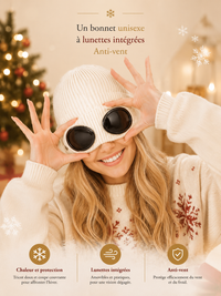 Bonnet Ski Unisexe à Lunettes Intégrées - Anti-Vent