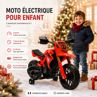 Moto Cross Électrique Enfant - Double Moteur, Klaxon (3-8 ans)