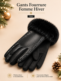 Gants Fourrure Femme Hiver - Doublure Chaude