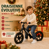 Draisienne Bébé Évolutive - Poignées Antidérapantes, Selle PU (18 mois à 5 ans)