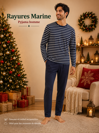 Pyjama Homme Confort Manches Longues - Ensemble 2 Pièces