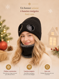 Bonnet Ski Unisexe à Lunettes Intégrées - Anti-Vent
