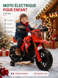 Moto Cross Électrique Enfant - Double Moteur, Klaxon (3-8 ans)
