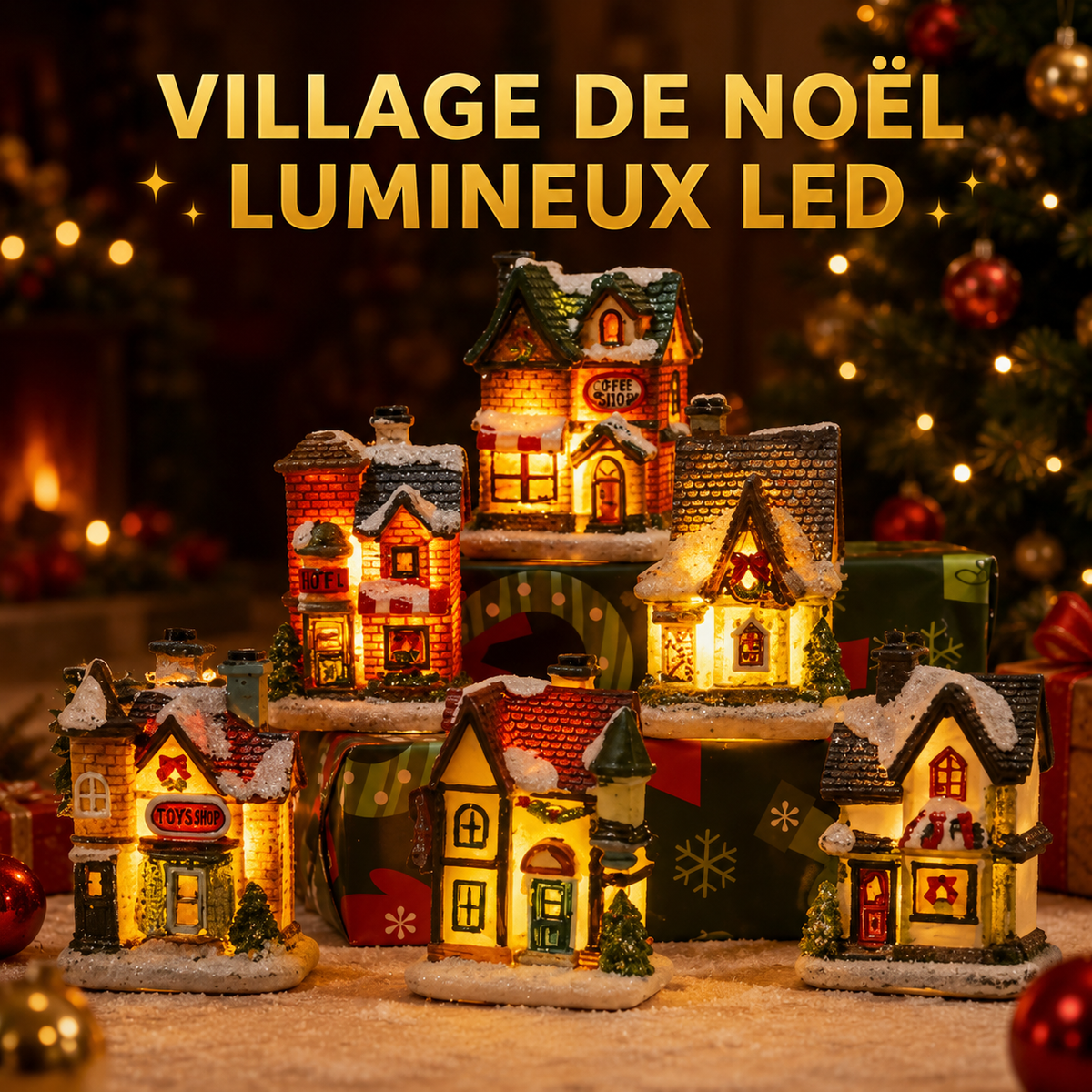 Petite Maison de Noël Lumineuse LED - Village Enneigé