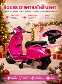 Scooter Électrique Enfant Vintage - Musique MP3, Port USB, Rose
