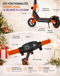 Trottinette Électrique Enfant Lumineuse - 3 Niveaux LED (6-14 ans)