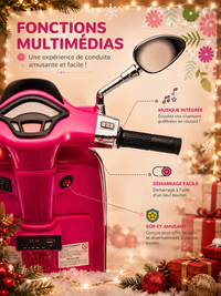 Scooter Électrique Enfant Vintage - Musique MP3, Port USB, Rose