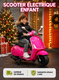 Scooter Électrique Enfant Vintage - Musique MP3, Port USB, Rose